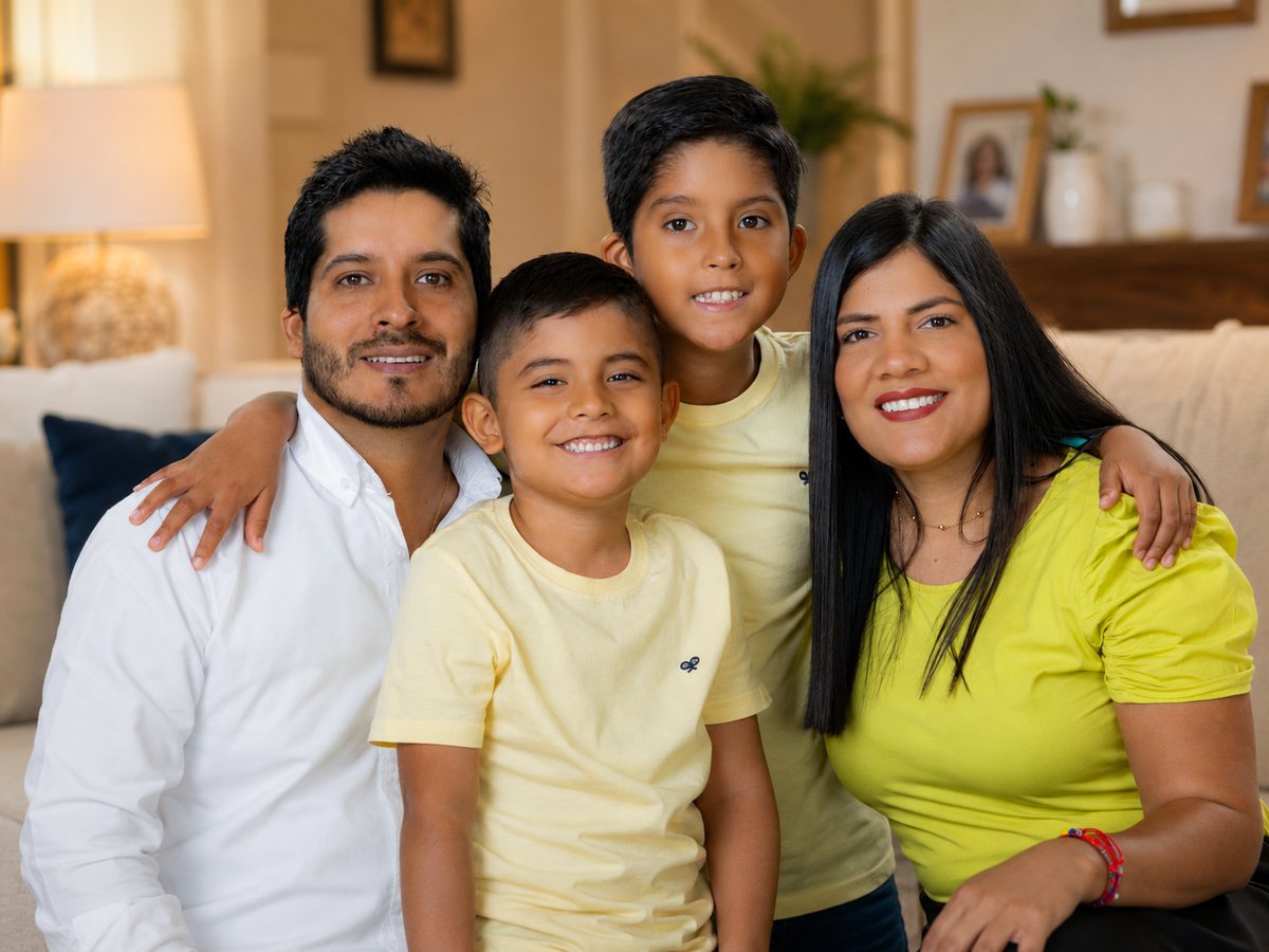 Familia disfrutando La U en Casa